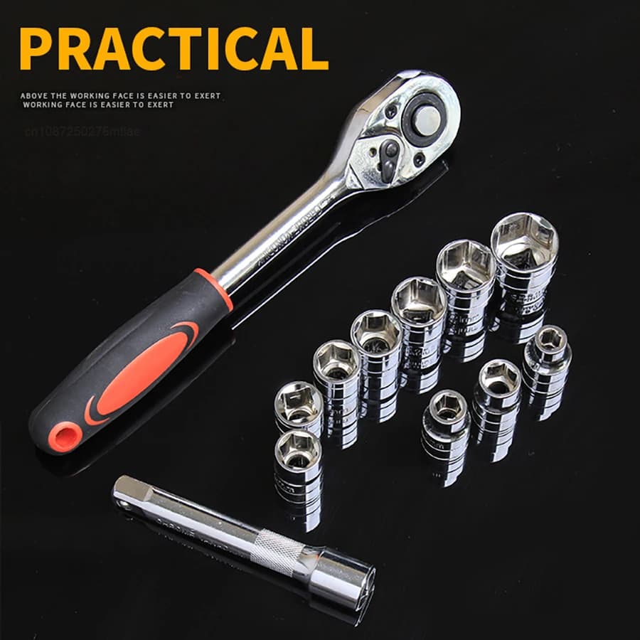 Universal Socket Wrench Kit with Extension Rod for Car Motorcycle Automotive — image 3