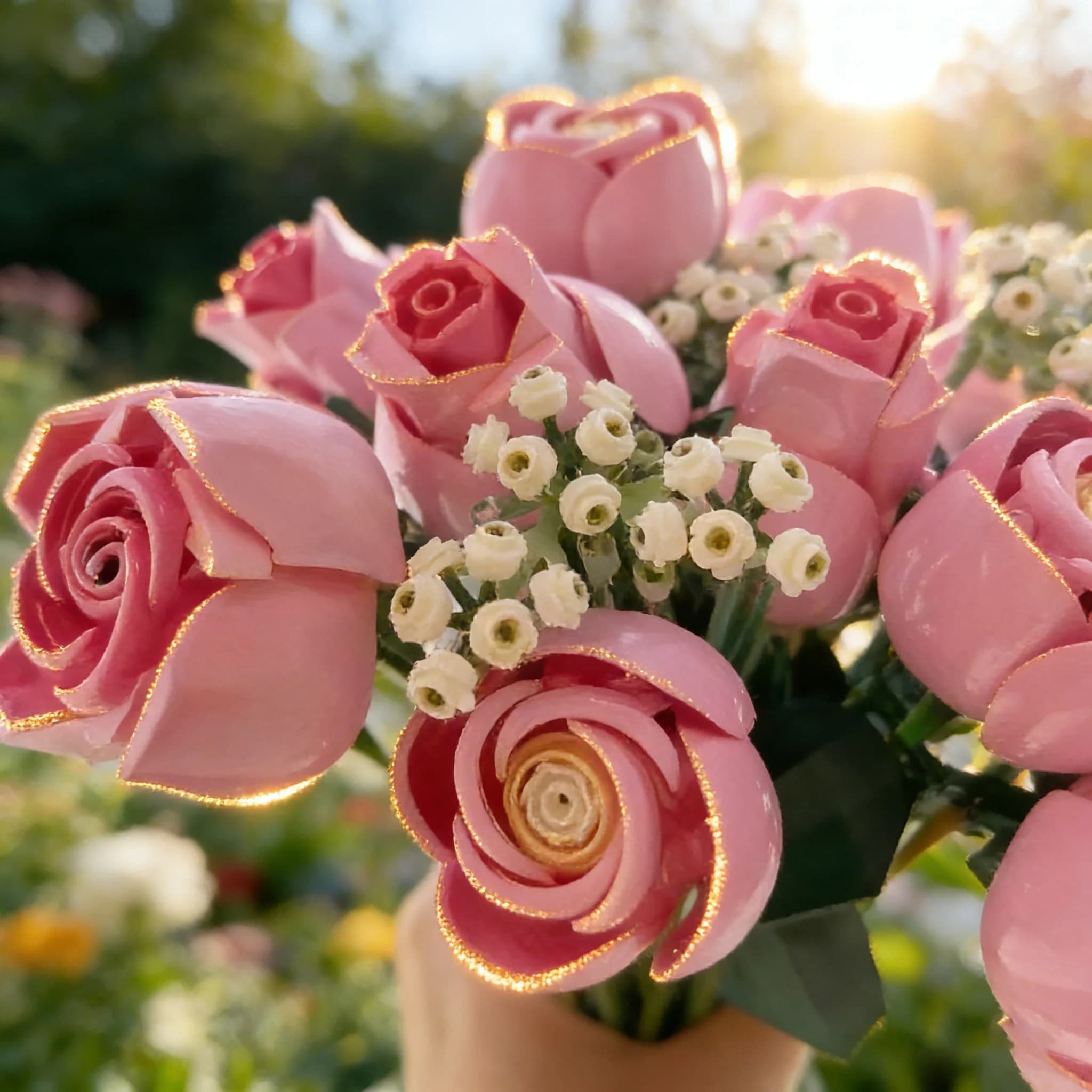 Pink Rose Bouquet Building Blocks Set 789 Pcs Flower Decor — image 5