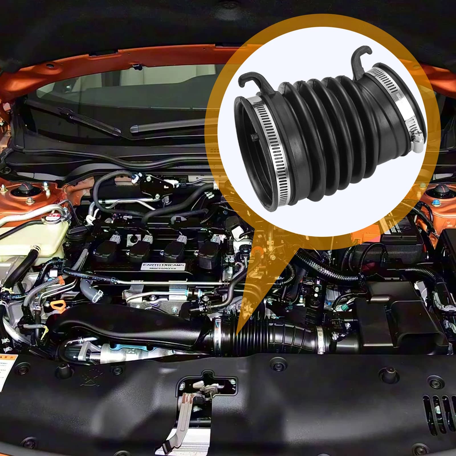 Air Intake Hose Pipe Rubber Air Cleaner Tube Honda Civic 1.6 New Flow For DTEC U — image 5