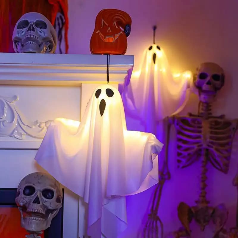 LED Glow Ghost Halloween Decoration Hanging Indoor Outdoor Party Decor — image 3