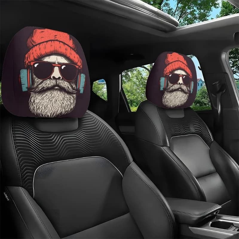 Car Headrest Covers Halloween Horror Face Print Universal Elastic 2 Pcs UK — image 8
