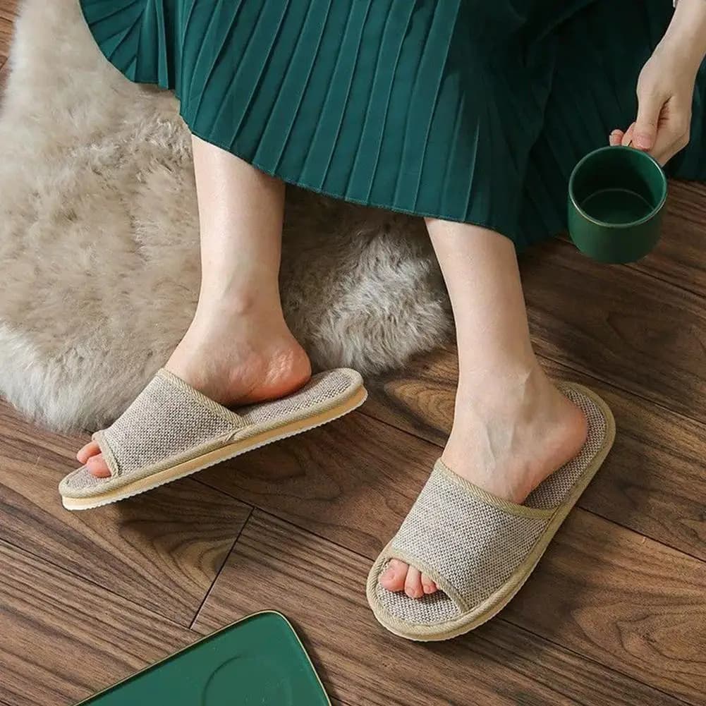 Women's Home Slippers Soft Linen Open Toe Indoor Casual Comfortable Sandals — image 4