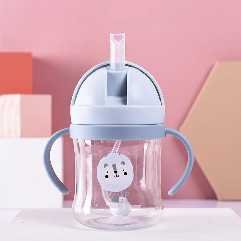 Children's Water Bottle with Straw Double Handle Leak-Proof Kids Cup — image 7