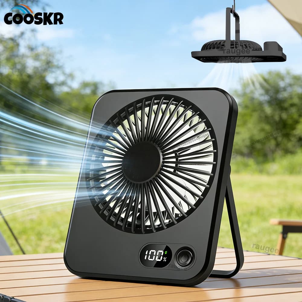 Mini Portable Fan USB Desk Fan Rechargeable 5 Speeds Foldable Small Wall