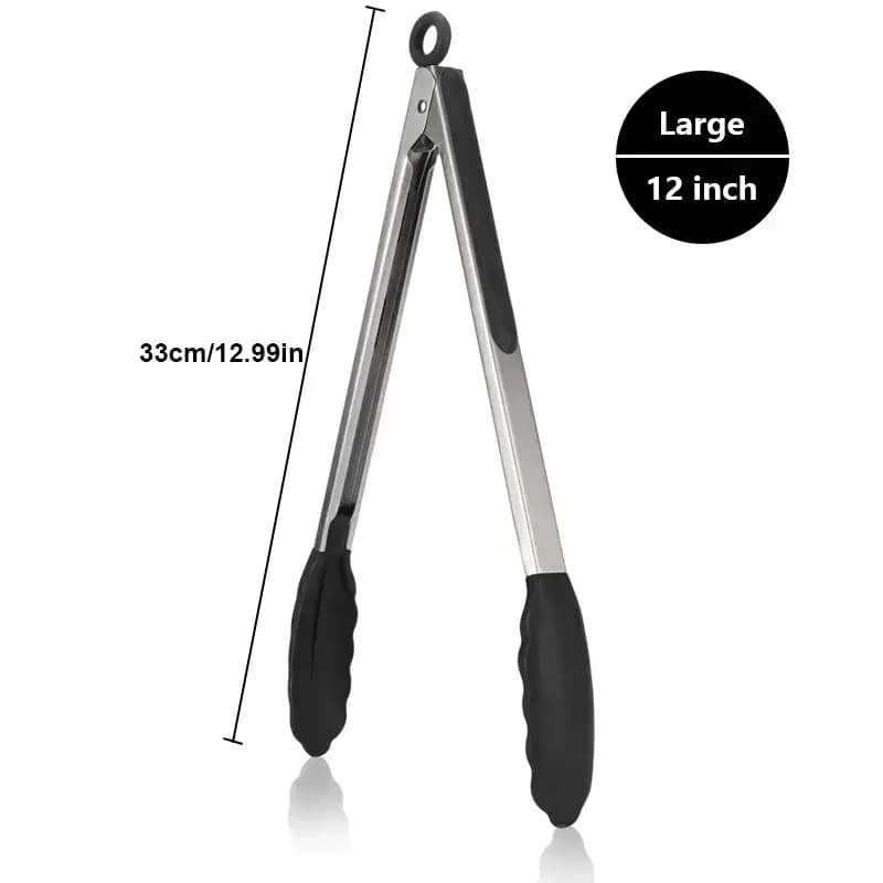 Stainless Steel Kitchen Tongs Heavy Duty with Silicone Tips Heat Resistant — image 9