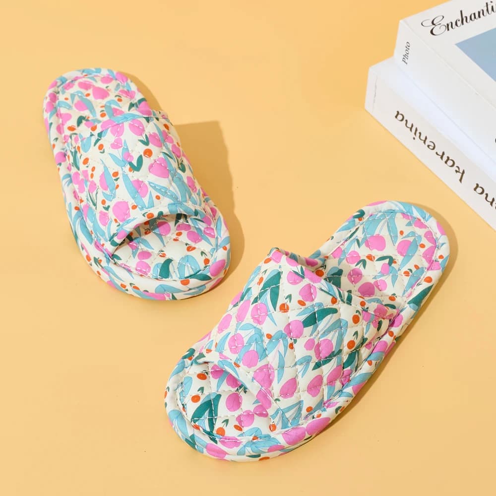 Women's Floral House Slippers Soft Cotton Anti-Slip Indoor Bedroom Summer Footwear — image 4