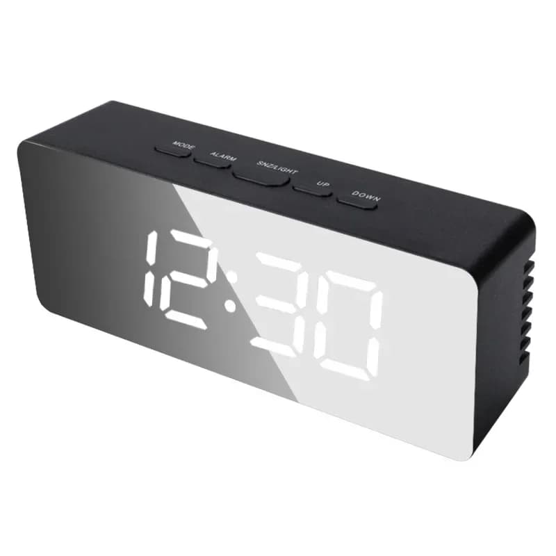 Modern LED Mirror Digital Alarm Clock Desktop Electronic Display for Bedroom — image 8