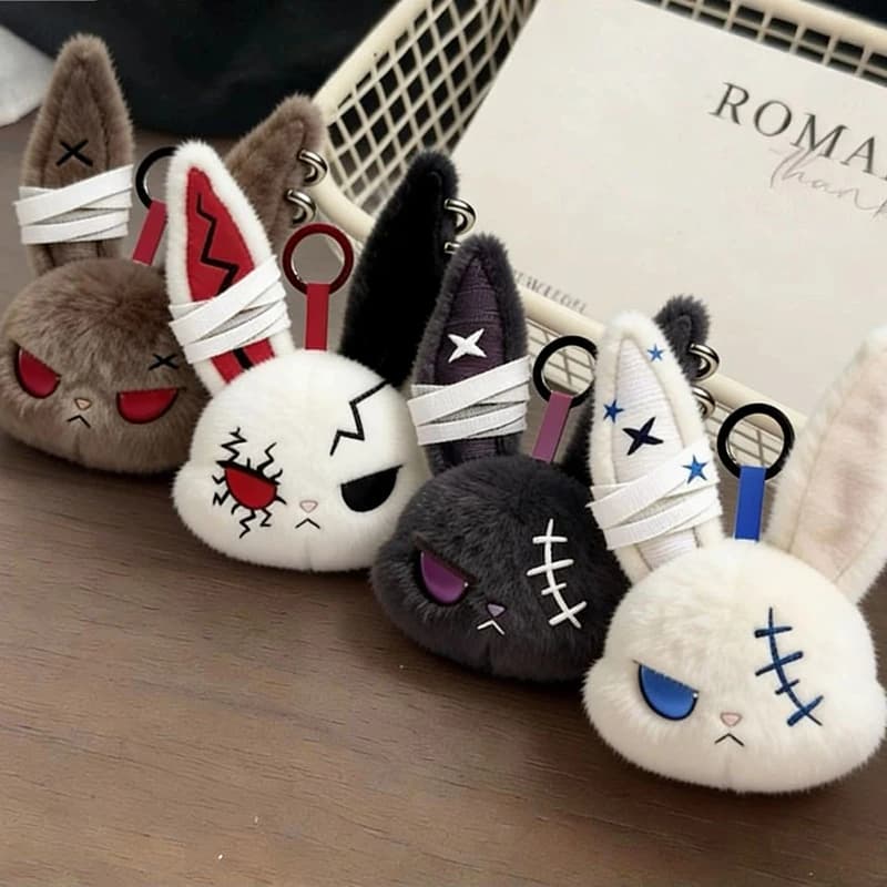 Gothic Bunny Plush Keychain Rabbit Bag Charm Horror Pendant Bandage Dark — image 2