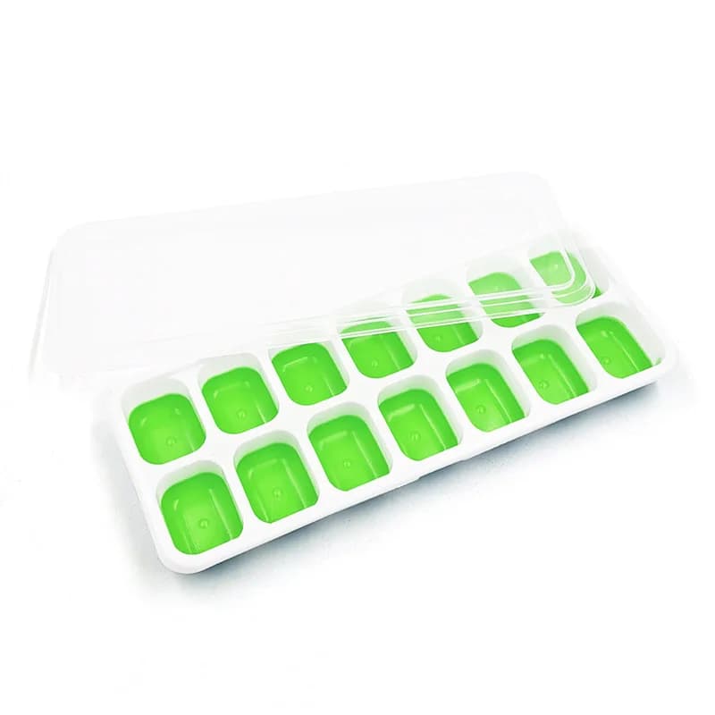 Silicone Ice Cube Tray Mould Square 14 Cube Easy Release with Lid for Kitchen Bar — image 9