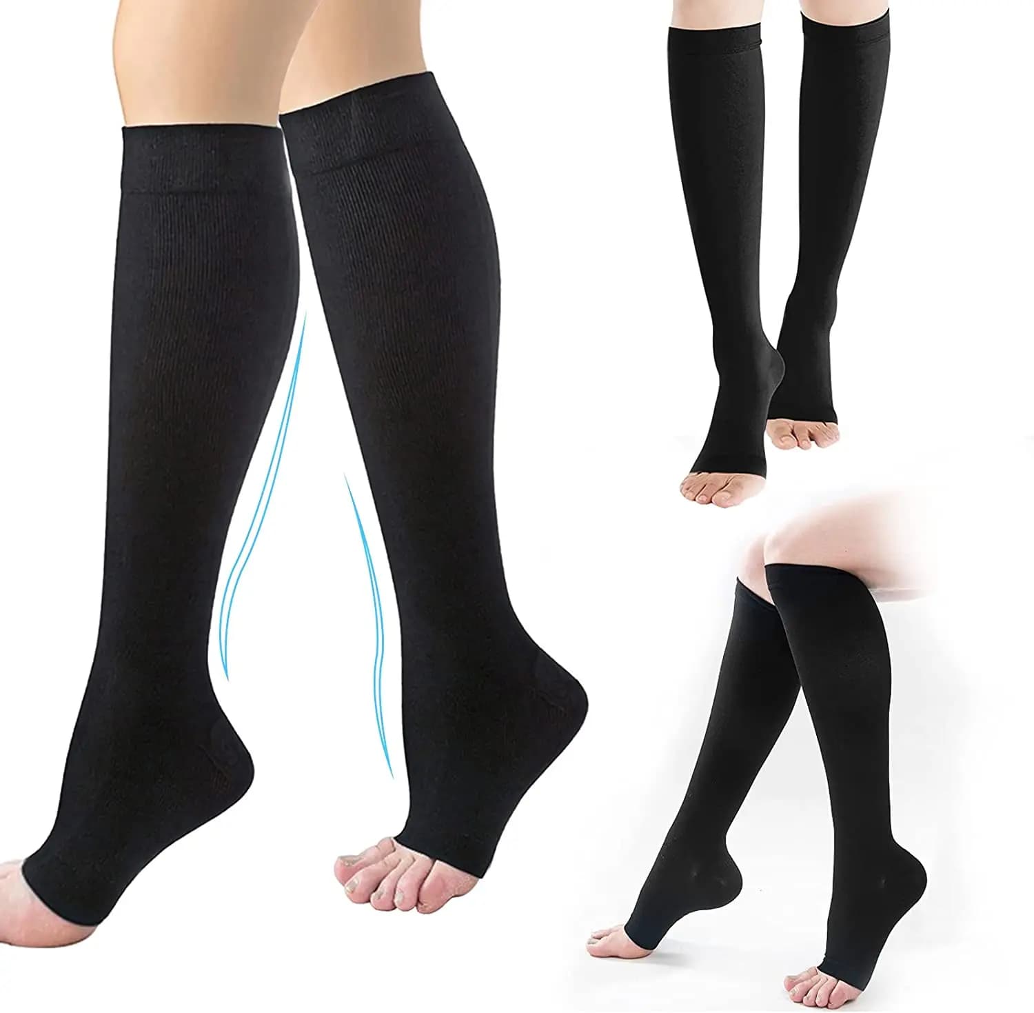 Compression Socks Medical Varicose Veins Prevention Toeless Support Hose New XXL — image 8