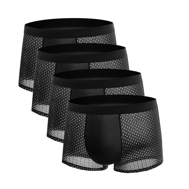 Men's Boxer Shorts 4 Pack Silk Mesh Breathable Summer Underwear — image 3