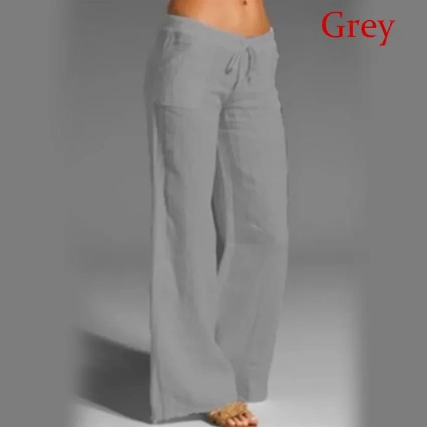 Women's High-Waisted Bell Bottom Pants Cotton Linen Casual Comfort Fit New Best — image 2