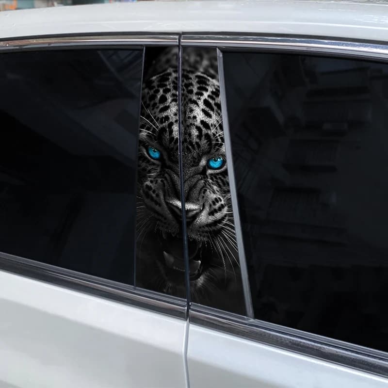Leopard Car B-Pillar Waterproof Sticker DIY Door Styling Decal New 2pcs Animal U — image 3