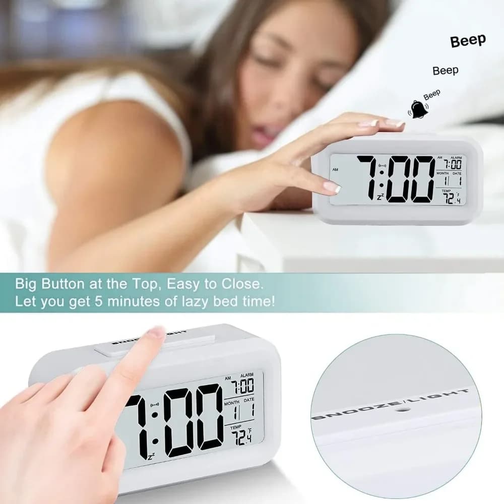 LED Digital Alarm Clock Backlight Snooze Calendar Desktop Table Electronic — image 3
