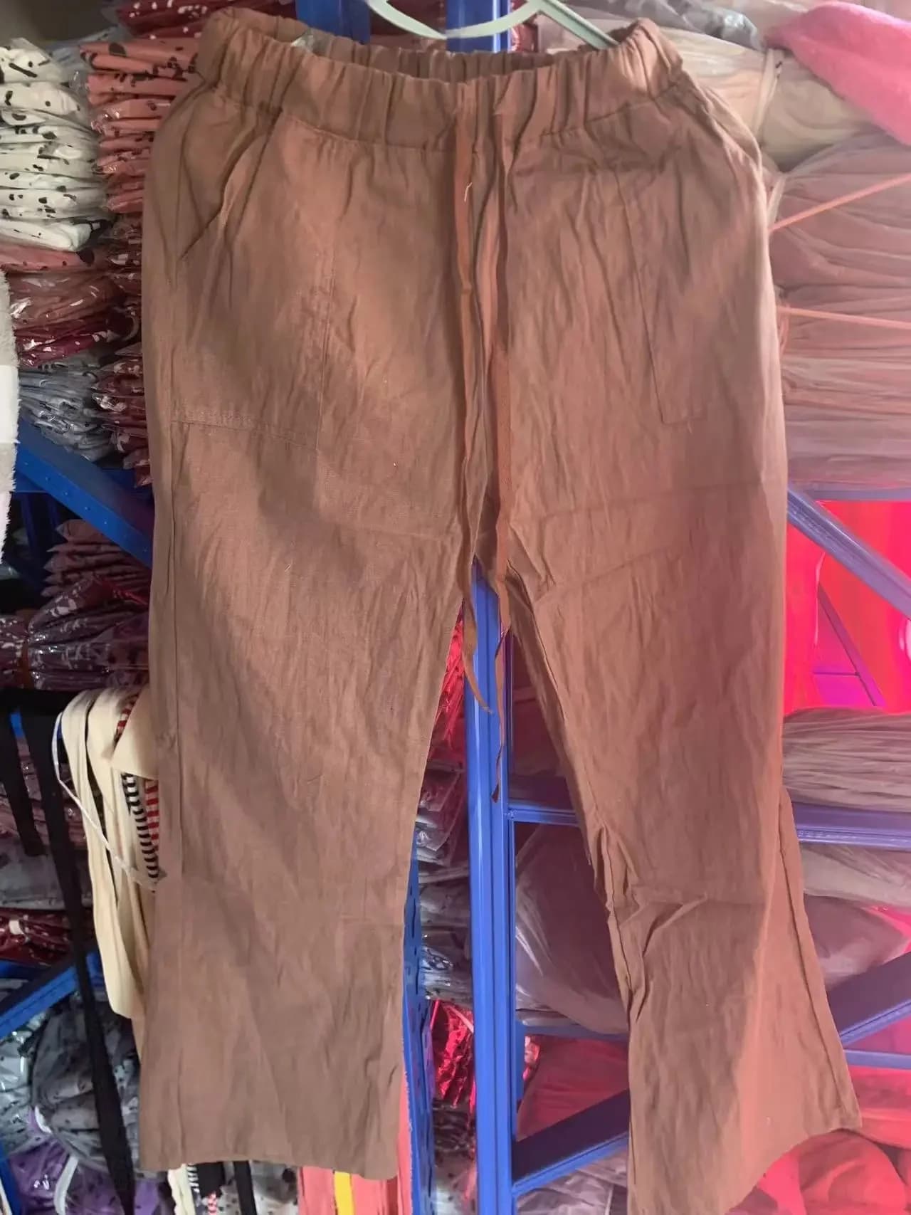 Women's High-Waisted Bell Bottom Pants Cotton Linen Casual Comfort Fit New Best — image 10