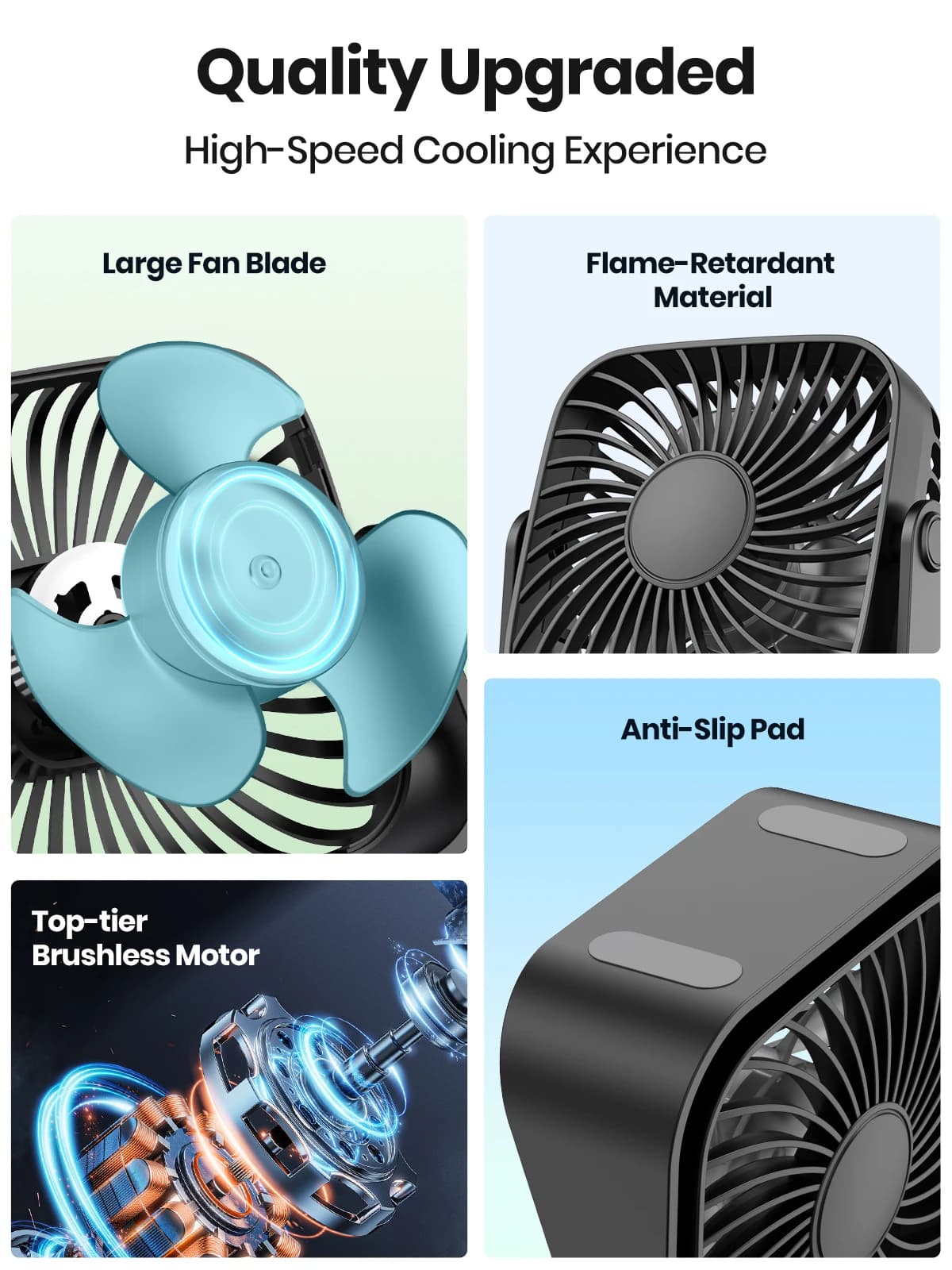 USB Mini Portable Fan 4 Inch 3 Speed Quiet Desk Table Personal UK — image 3