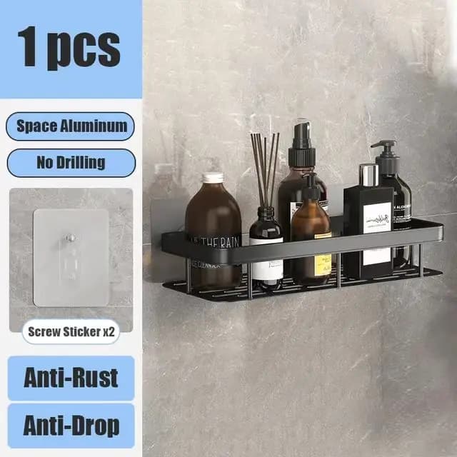 No-Drill Wall Mounted Bathroom Shelf Shower Rack for Shampoo Bottles — image 11