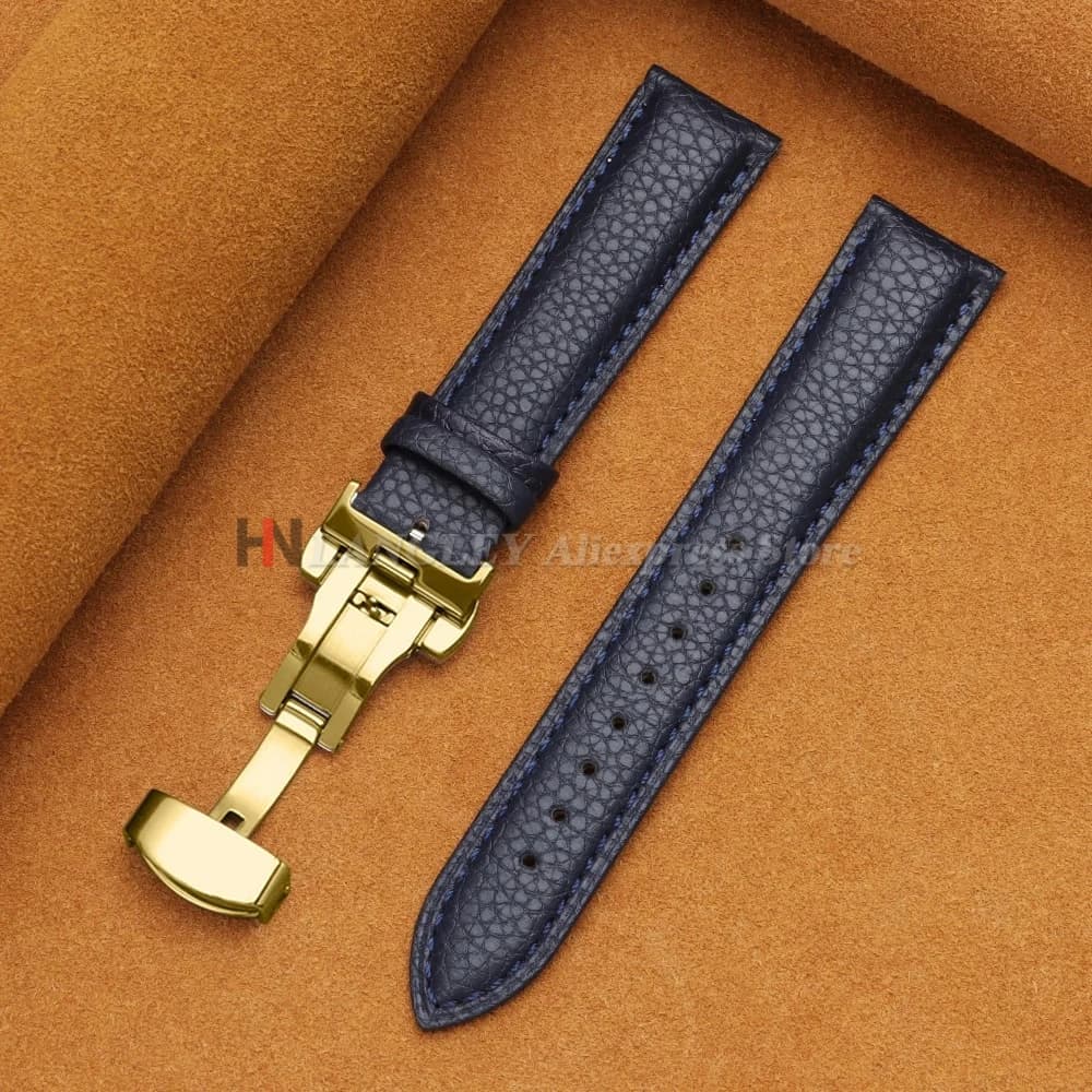 Calfskin Watch Band Leather Strap Butterfly Buckle 12-24mm New Litchi Grain New — image 24