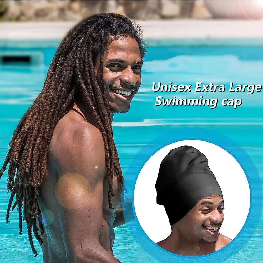 Extra Large Silicone Swimming Cap Soft Adult Swim Hat for Long Hair Braids — image 6