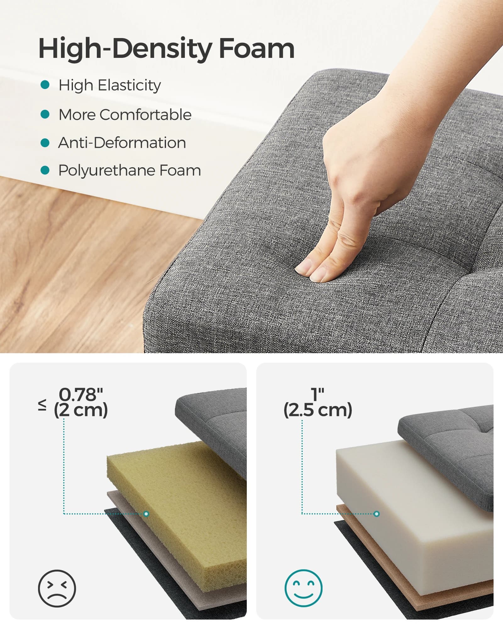 Storage Ottoman Bench Foldable Foot Rest End of Bed Chest New SONGMICS with Legs — image 5