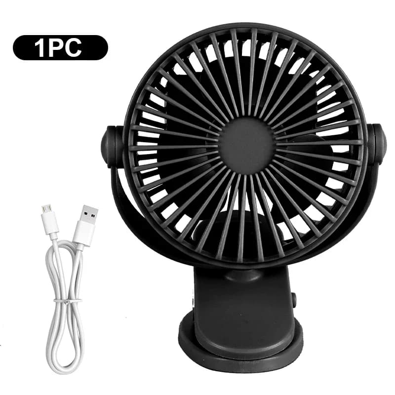 USB Rechargeable Clip-On Table Fan Portable Mini Desk Fan with Night Light — image 9