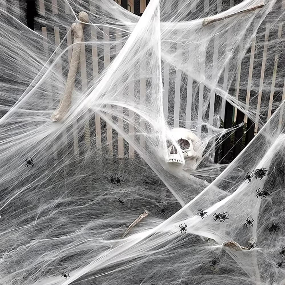 Halloween Decoration Spider Web Artificial Cobweb Stretchy for Horror House — image 2