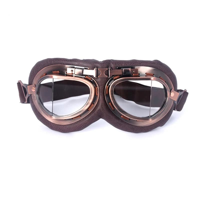 Vintage Leather Motorcycle Goggles Retro Pilot Dirt Bike Goggles for Jet Helmet — image 6