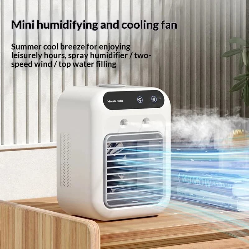 Portable Cooling Fan Mist Humidifier Desktop Mini Air Conditioner UK — image 4