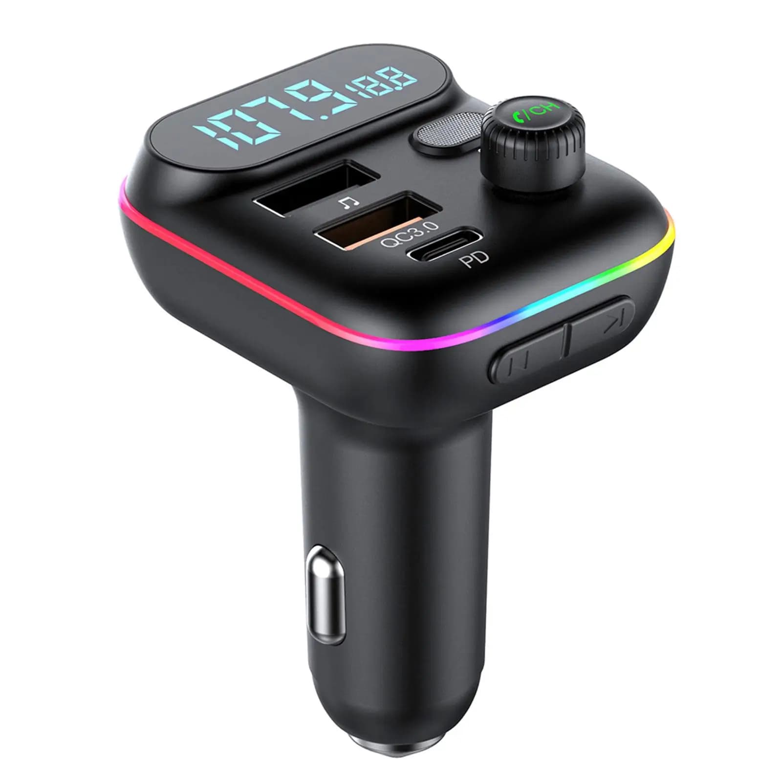 Bluetooth 5.0 FM Transmitter Car Charger Type-C QC3.0 USB Fast Charging — image 7