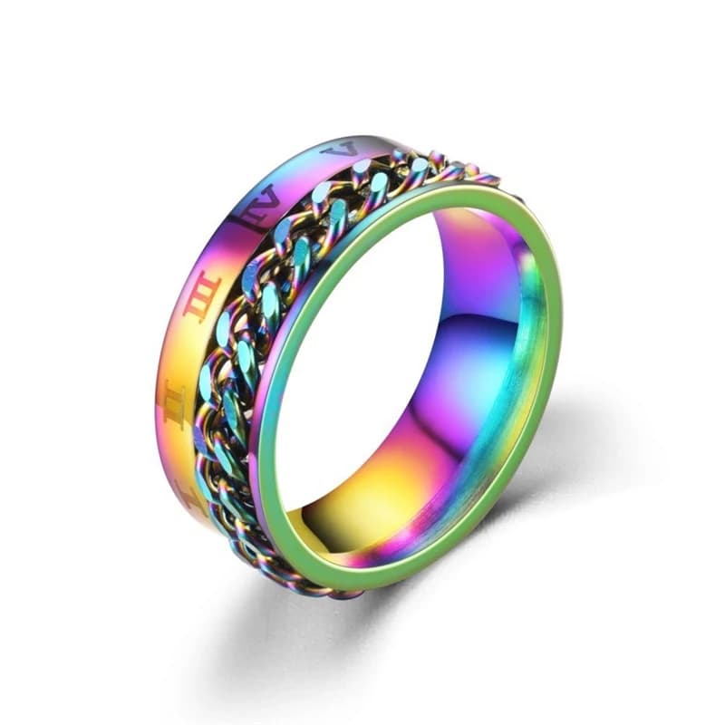 Rotating Stainless Steel Spinner Ring Anti-Anxiety Fidget Punk Couple Ring — image 7