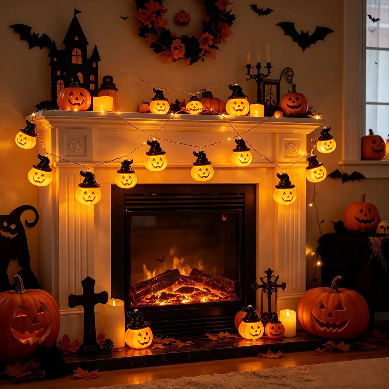 Halloween Pumpkin Fairy Lights Warm White 10 LED String Battery Powered for Room — image 6