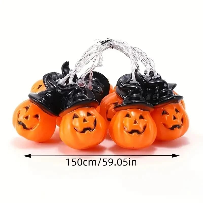 Halloween Pumpkin Fairy Lights Warm White 10 LED String Battery Powered for Room — image 4