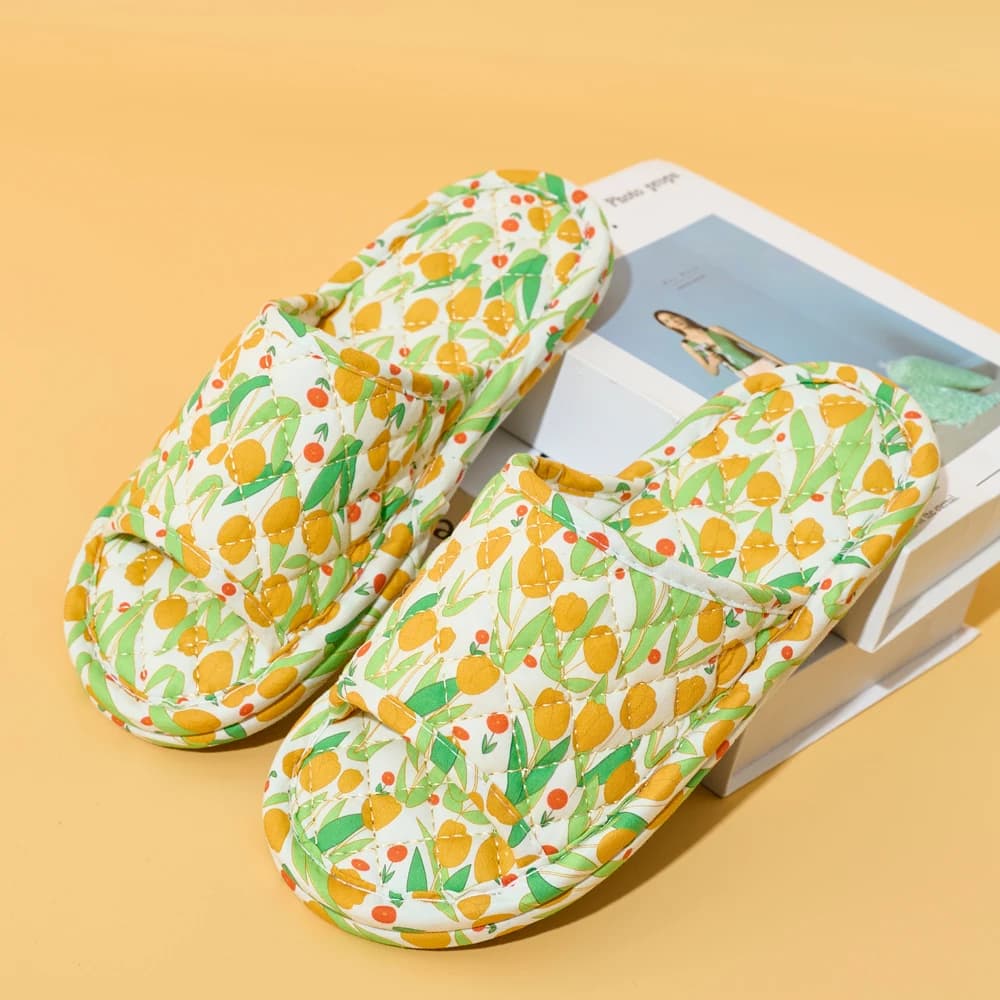 Women's Floral House Slippers Soft Cotton Anti-Slip Indoor Bedroom Summer Footwear — image 2