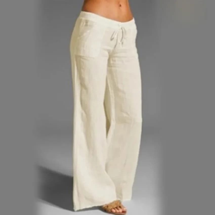 Women's High-Waisted Bell Bottom Pants Cotton Linen Casual Comfort Fit New Best — image 11