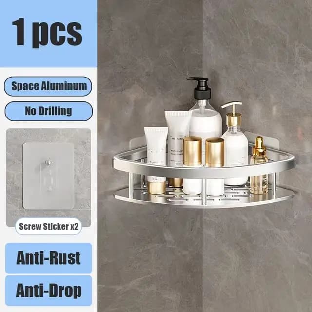 No-Drill Wall Mounted Bathroom Shelf Shower Rack for Shampoo Bottles — image 13