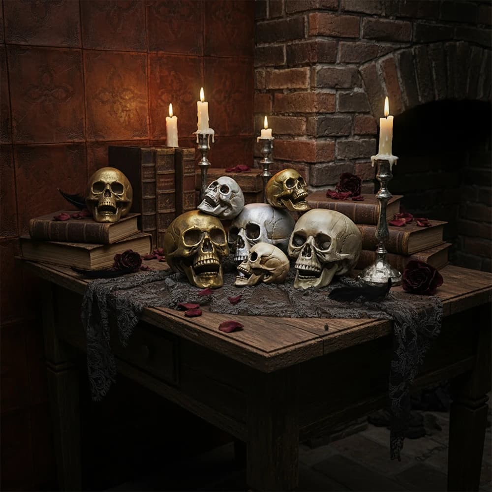 Plastic Skull Head Realistic Skeleton Halloween Party Haunted House Decor UK — image 3