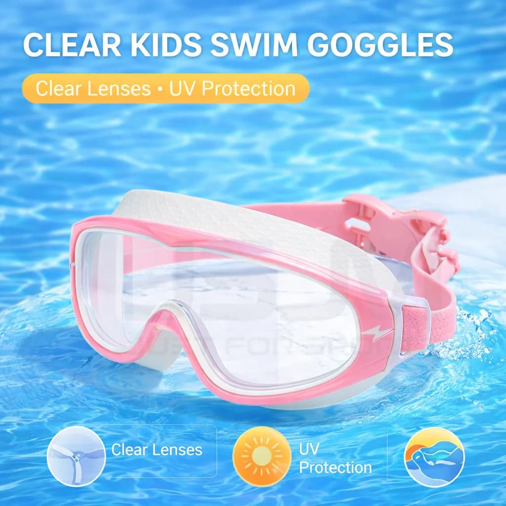 Kids Swimming Goggles Anti-Fog Wide View Big Frame for Boys Girls Ages 3-15 — image 9
