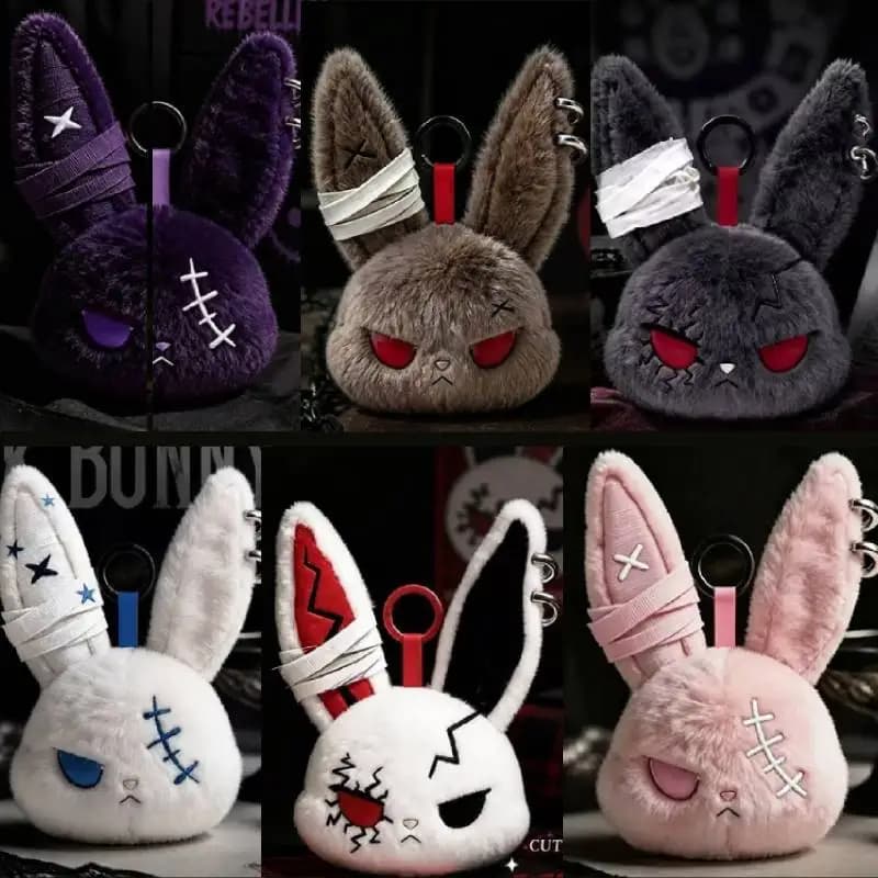 Gothic Bunny Plush Keychain Rabbit Bag Charm Horror Pendant Bandage Dark — image 15