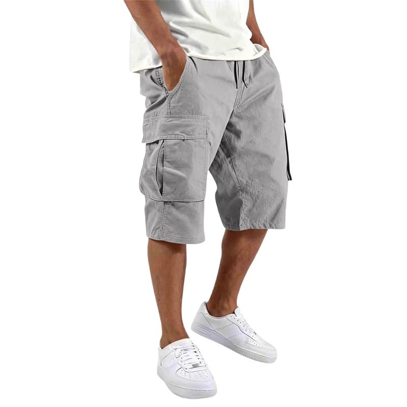 Men's Cargo Shorts Loose Fit Multi-Pocket Drawstring Summer Straight UK — image 3