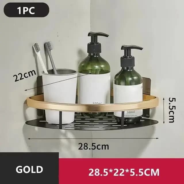 No-Drill Wall Mounted Bathroom Shelf Shower Rack for Shampoo Bottles — image 14
