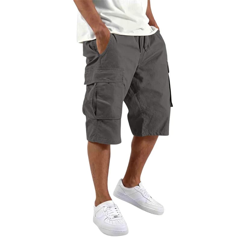 Men's Cargo Shorts Loose Fit Multi-Pocket Drawstring Summer Straight UK — image 4
