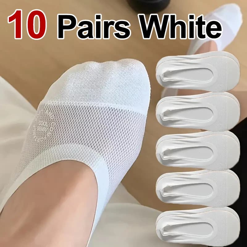 Women's Invisible Socks Breathable Mesh Thin No-Show with Silicone Grip Spring Summer — image 12