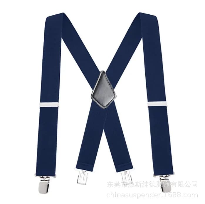 Men's Suspenders Braces 50mm Wide Elastic X-Shaped Four Clip Black — image 21