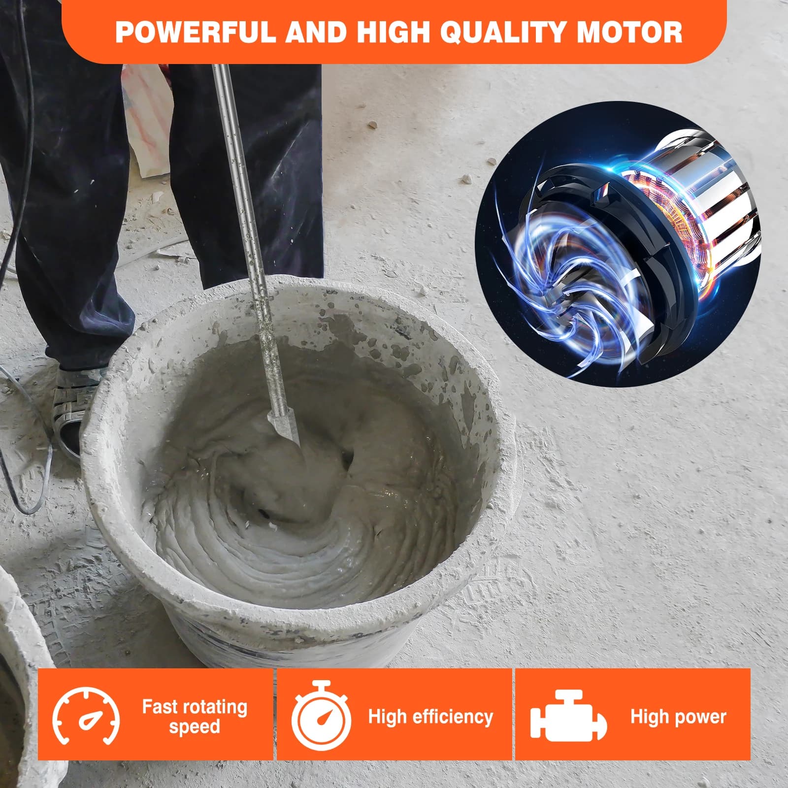 2600W Cement Mixer Machine Drill Tool 6 Speed Concrete Mortar Mud Mixing — image 6