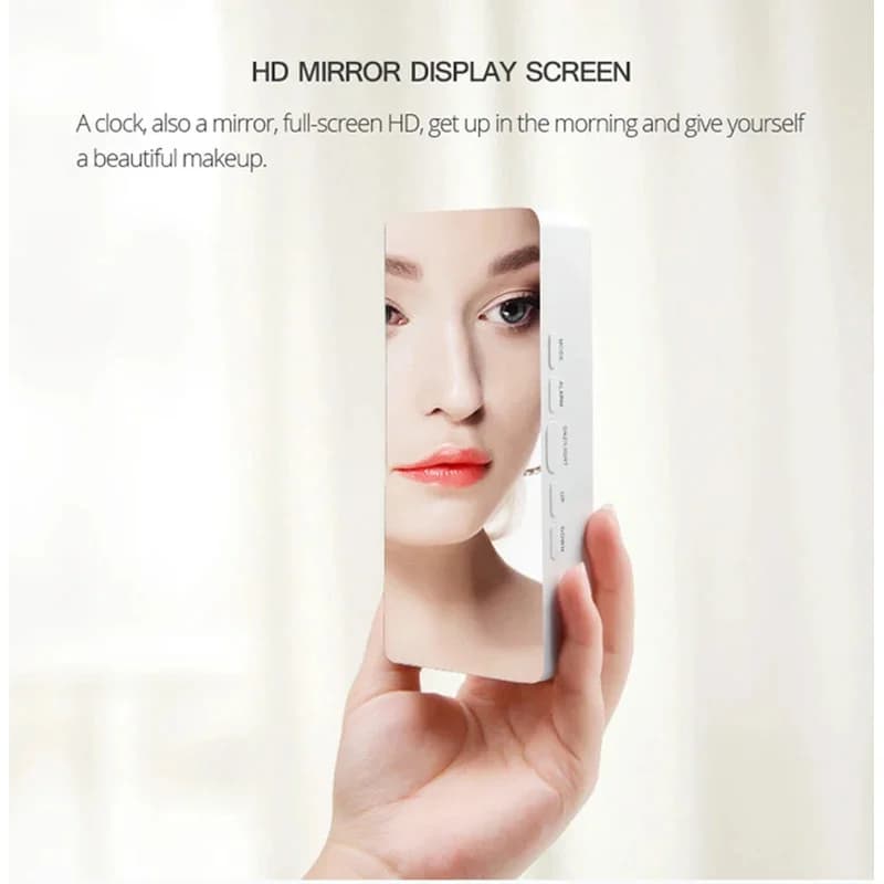 Modern LED Mirror Digital Alarm Clock Desktop Electronic Display for Bedroom — image 5