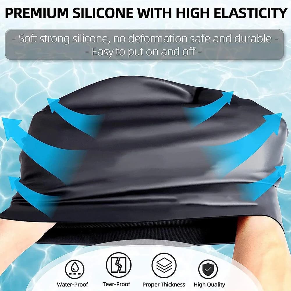Extra Large Silicone Swimming Cap Soft Adult Swim Hat for Long Hair Braids — image 4