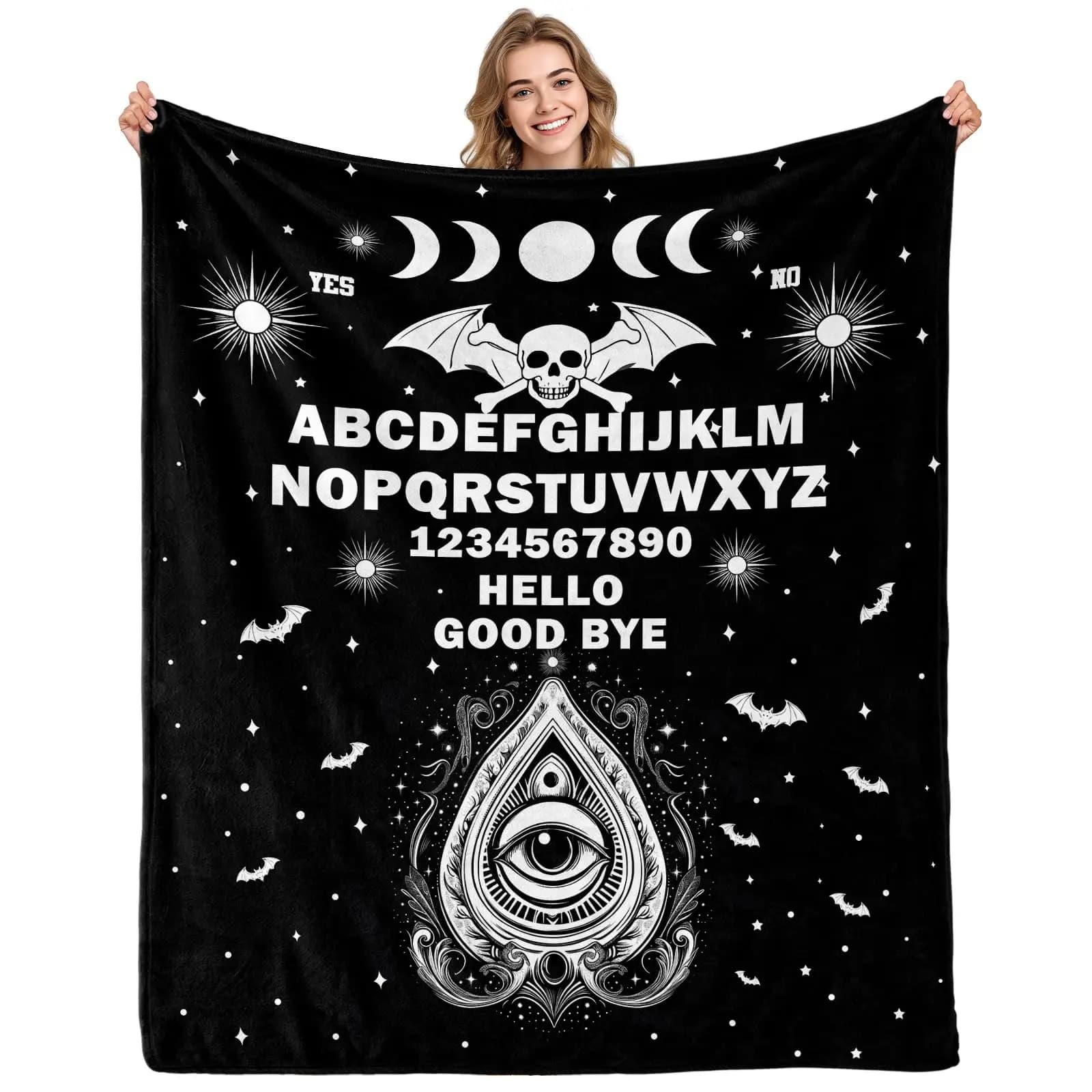 Spiderweb Pattern Throw Black White Gothic Halloween Bedding — image 12
