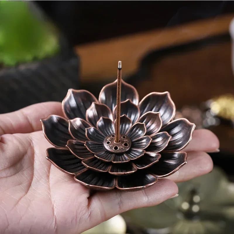 Incense Holder Stick Burner Alloy Lotus 3 Level Ash Catcher New for Sticks and U