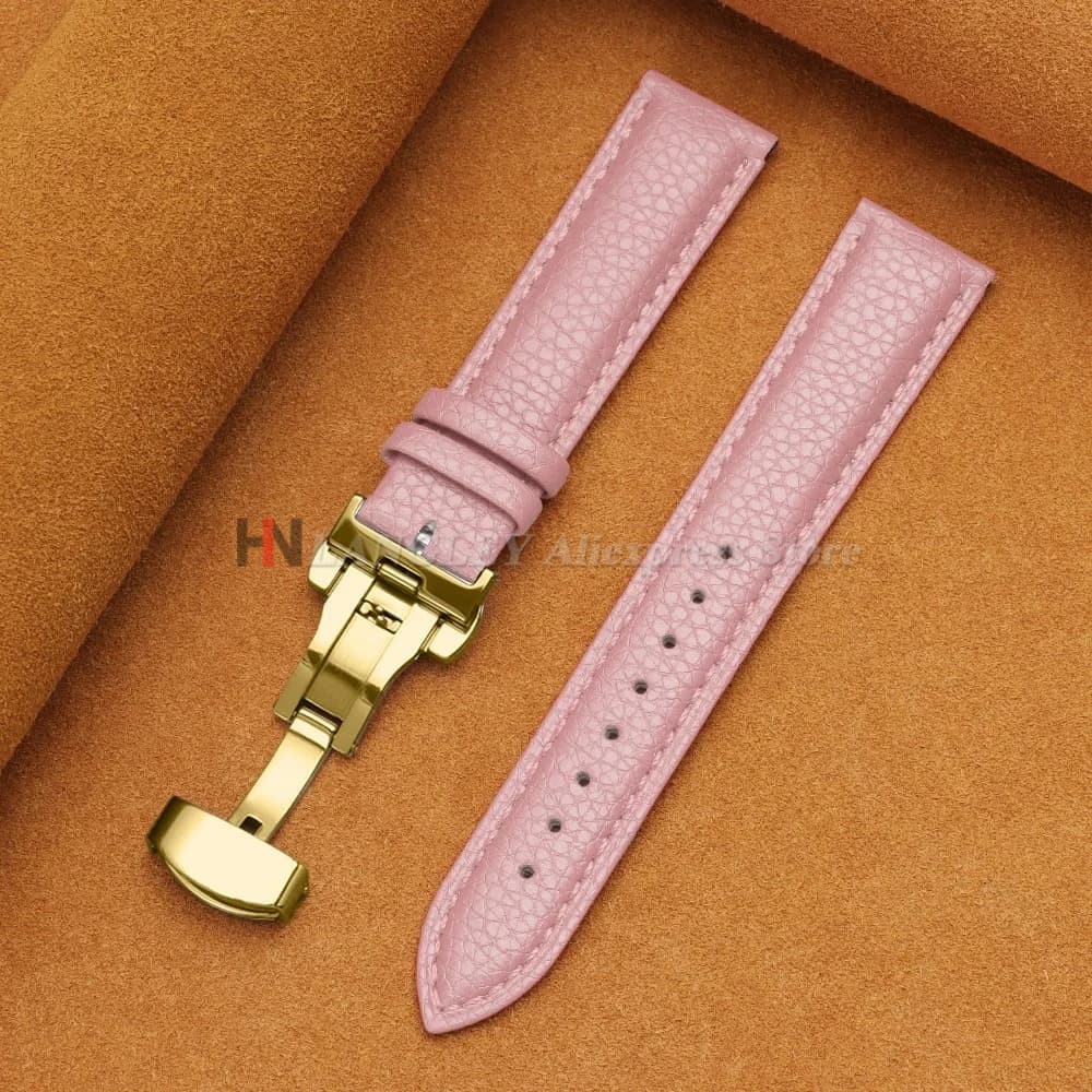 Calfskin Watch Band Leather Strap Butterfly Buckle 12-24mm New Litchi Grain New — image 18