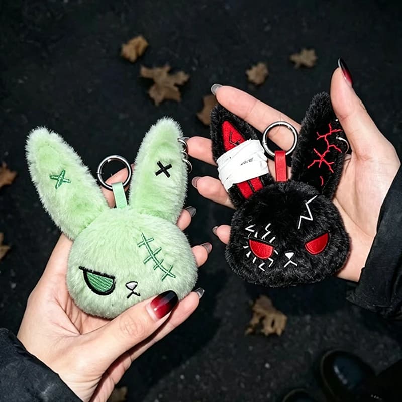 Gothic Bunny Plush Keychain Rabbit Bag Charm Horror Pendant Bandage Dark — image 14